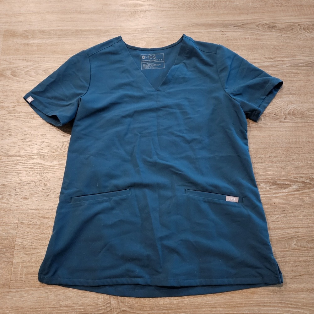 FIGS Women's Small Dark Harbor Technical Collection V-Neck Medical Scrub Top